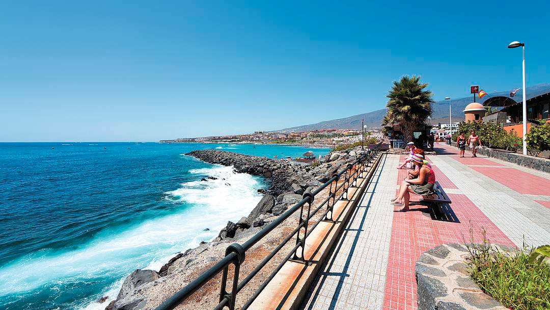 The seafront promenade along the coast in Costa Adeje